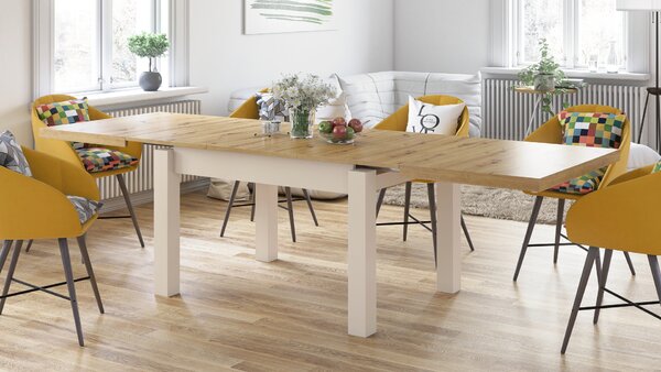 Mazzoni ROYAL Stejar Artisan/Bej (Șampanie) - MASĂ EXTENSIBILĂ PÂNĂ LA 2,7 m