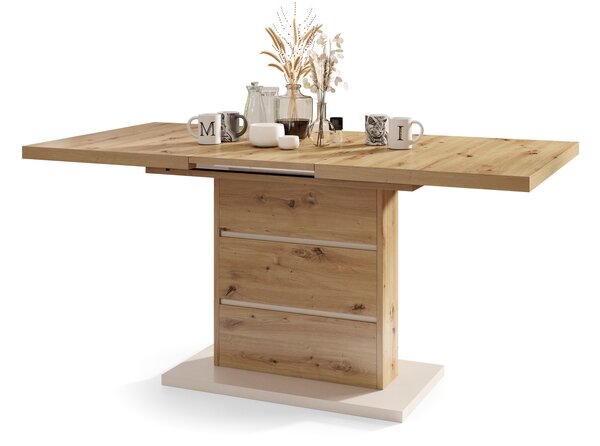 Mazzoni PIANO Stejar Artisan/Bej (Șampanie) - MASĂ EXTENSIBILĂ MODERNĂ PÂNĂ LA 200 cm!