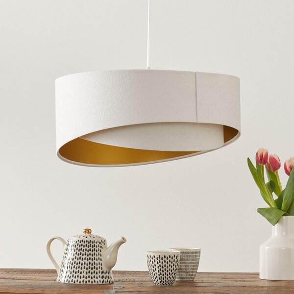 Maco Design Lampă suspendată în două culori Chloe aspect stratificat, reglabil, Alb, Camera de zi / sufragerie, Țesătură / Textil, Modern