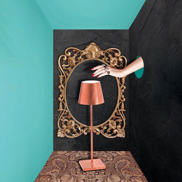 Zafferano Poldina LED lampă de masă baterie decor, reglabil, Cupru, Camera de zi / sufragerie, Metal, Modern
