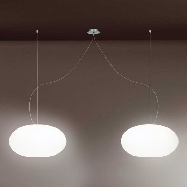 Casablanca Aih - lampă suspendată două surse, alb, reglabil, Alb, Camera de zi / sufragerie, Sticlă, Design