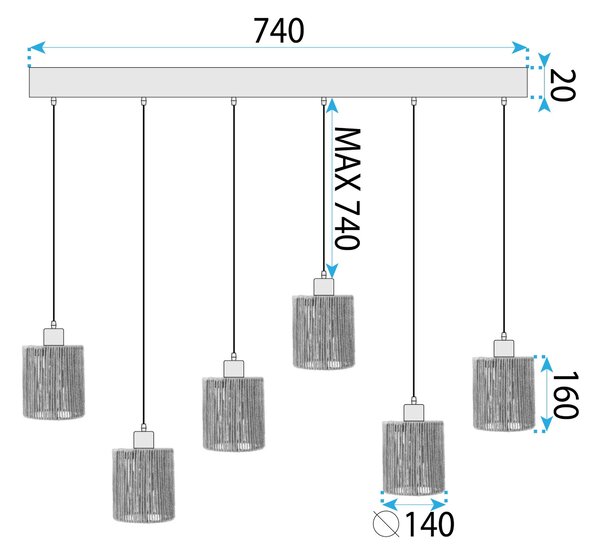 Lampă suspendată APP1822-6CP NATURE BLACK