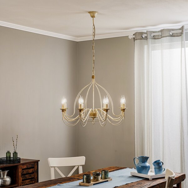 Kögl Candelabru FILO 8 becuri alb antic, reglabil, Alb, Camera de zi / sufragerie, Metal, Antichitate