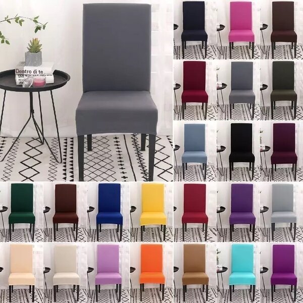 Set 6 huse pentru scaune bucatarie, elastice pentru toate modelele - Gri deschis