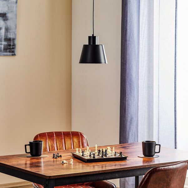 SIGMA Lampă suspendată Dunka 1 cu abajur metalic, negru, reglabil, Negru, Camera de zi / sufragerie, Metal, Modern