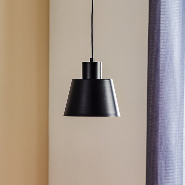 SIGMA Lampă suspendată Dunka 1 cu abajur metalic, negru, reglabil, Negru, Camera de zi / sufragerie, Metal, Modern