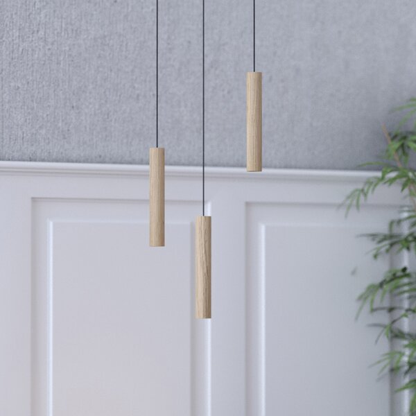 UMAGE Chimes Tall lampă pendul LED stejar deschis, Lemn, Camera de zi / sufragerie, Lemn, Scandinavă