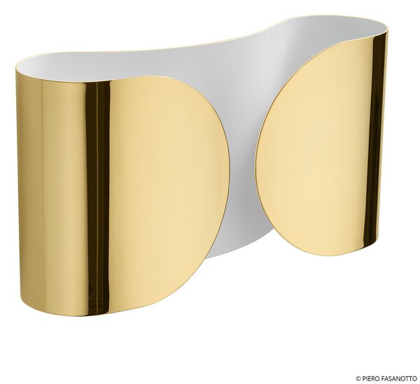 FLOS Aplică de perete Foglio, auriu, reglabil, Auriu / Alamă, Camera de zi / sufragerie, Metal, Design