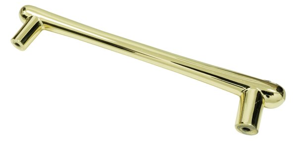 Maner metalic pentru mobilier, model Hiram, distanta dintre gauri = 128 mm, finisaj auriu lucios/transparent