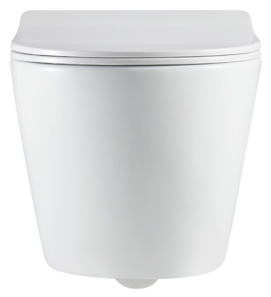 Invena Limnos vas wc cu capac soft-close agăţat fără margine cu spălare turbionară alb lucios CE-93-001