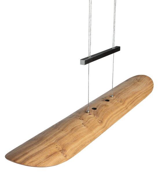 Elobra Lampă pendul LED Colombia XL, stejar rustic natur, reglabil, Lemn, Camera de zi / sufragerie, Lemn, Modern