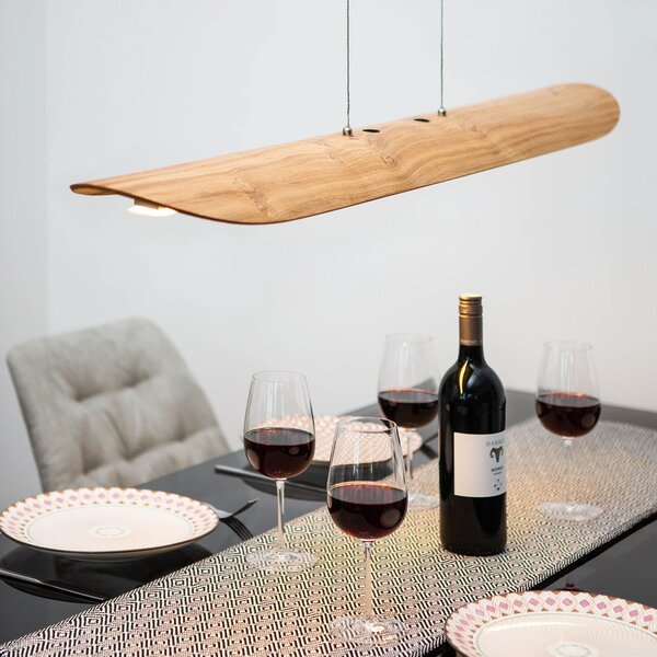Elobra Lampă pendul LED Colombia XL, stejar rustic natur, reglabil, Lemn, Camera de zi / sufragerie, Lemn, Modern