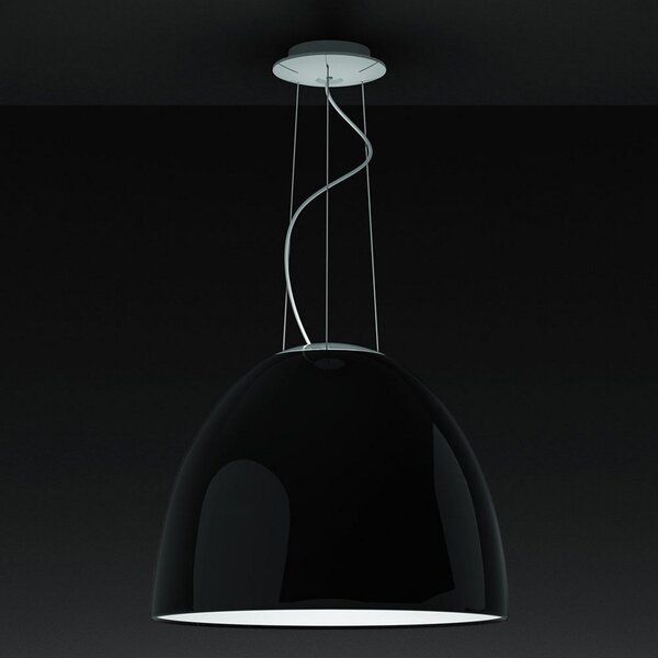 Artemide Nur Gloss lampă suspendată, negru lucios, reglabil, Negru, Camera de zi / sufragerie, Metal, Design