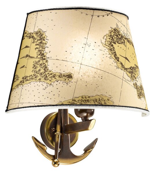 Cremasco Nautica aplică 1 sursă 31 cm cu ancoră, reglabil, Bej, Camera de zi / sufragerie, Țesătură / Textil, Maritimă