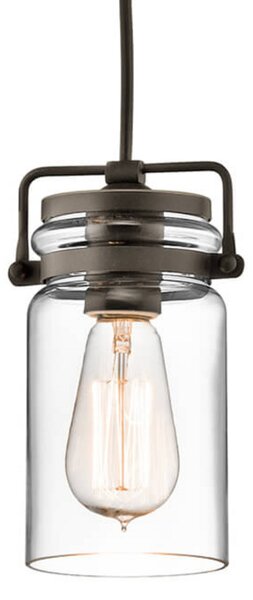 KICHLER Lampă suspendată sticlă Brinley 1 bec, reglabil, Bronz / Alamă Veche, Camera de zi / sufragerie, Sticlă, Design industrial