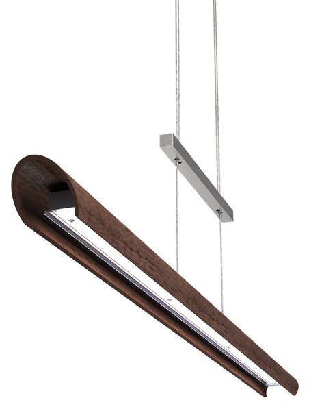 Elobra Lampă pendul LED Colombia S, nuc, reglabil, Lemn, Camera de zi / sufragerie, Lemn, Modern