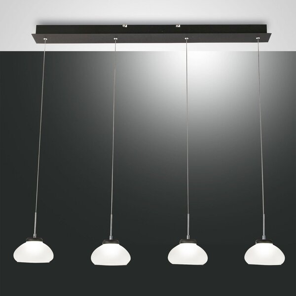 Fabas Luce Lampă suspendată Arabella 4 becuri în linie, alb, reglabil, Alb, Camera de zi / sufragerie, Sticlă, Modern