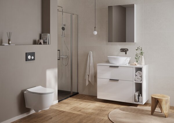 Cersanit Luna vas wc cu capac soft-close agăţat fără margine alb lucios S701-871