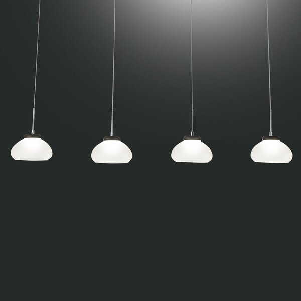 Fabas Luce Lampă suspendată Arabella 4 becuri în linie, alb, reglabil, Alb, Camera de zi / sufragerie, Sticlă, Modern