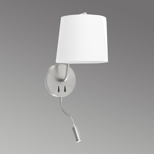 FARO BARCELONA Aplică de perete Berni din material textil cu lumină lectură LED, Metalic, Camera de zi / sufragerie, Metal, Modern