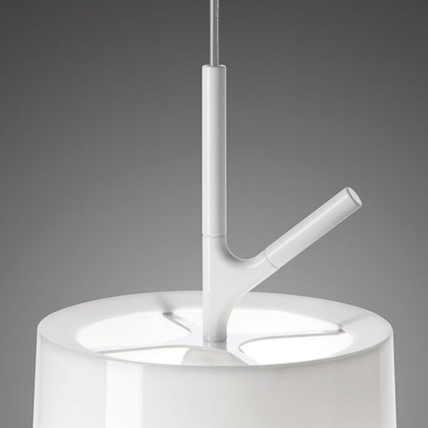 Foscarini Birdie piccola lampă suspendată, alb, reglabil, Alb, Camera de zi / sufragerie, Plastic, Design