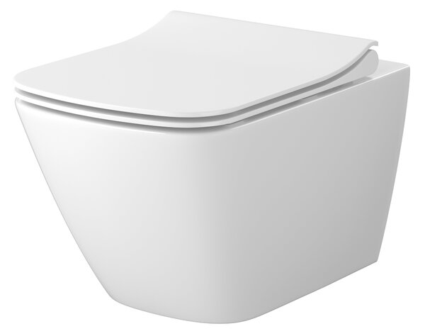 Cersanit City vas wc cu capac soft-close agăţat fără margine cu spălare turbionară alb lucios S701-884