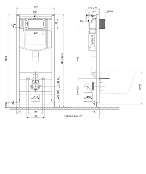 Cersanit City set wc cadru cu capac cu spălare turbionară S701-889