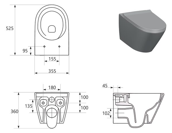 Cersanit City set wc cadru cu capac cu spălare turbionară S701-889