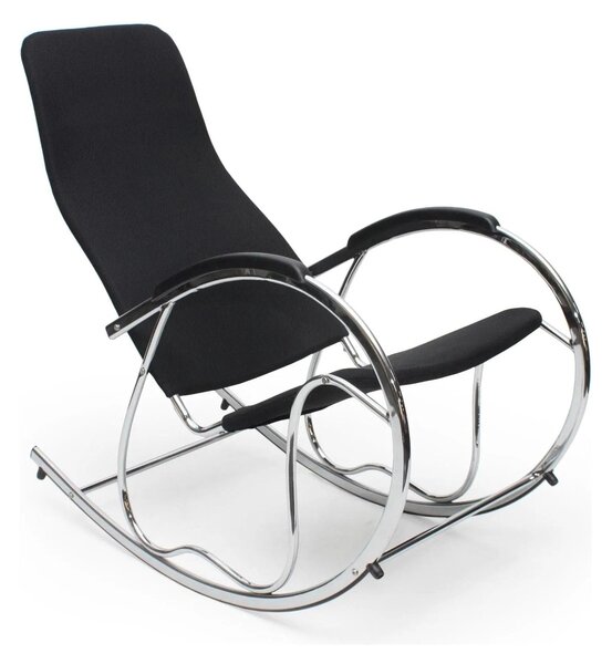 Scaun balansoar BEN 2, negru/crom, panza/metal, 55x97x99 cm