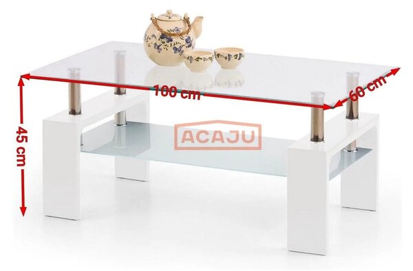 Masuta DIANA INTRO, transparent/alb, 100x60x45 cm