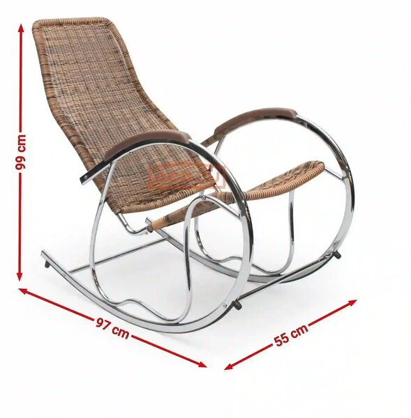 Scaun balansoar BEN 2, negru/crom, panza/metal, 55x97x99 cm