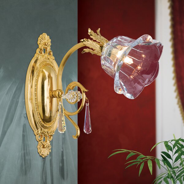 ORION Aplică La Boheme, auriu, 1 bec, sticlă cristal, reglabil, Auriu / Alamă, Camera de zi / sufragerie, Metal, Florentin