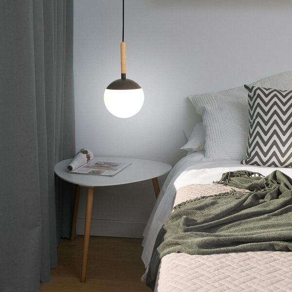 FARO BARCELONA Element metal gri închis - lampă suspendată Mine, reglabil, Alb, Camera de zi / sufragerie, Sticlă, Modern