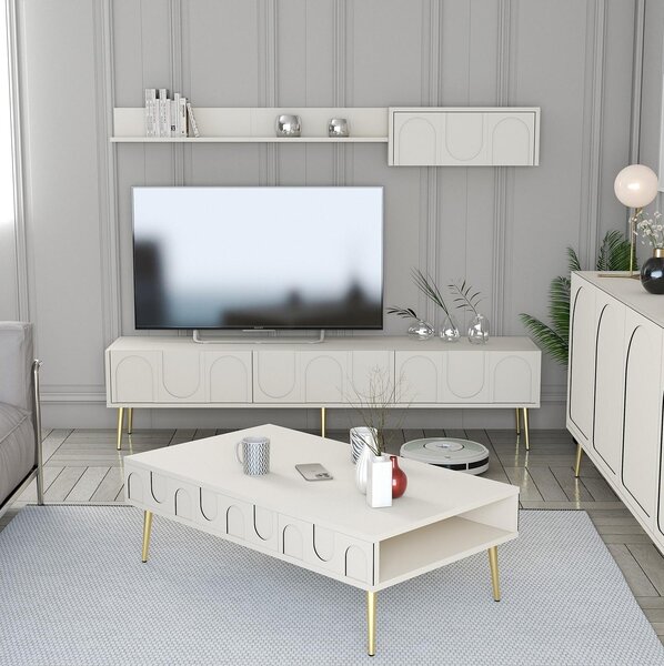 Set mobilier living Lyantela (Crem + Auriu). 1107139