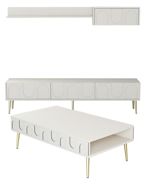 Set mobilier living Lyantela (Crem + Auriu). 1107139