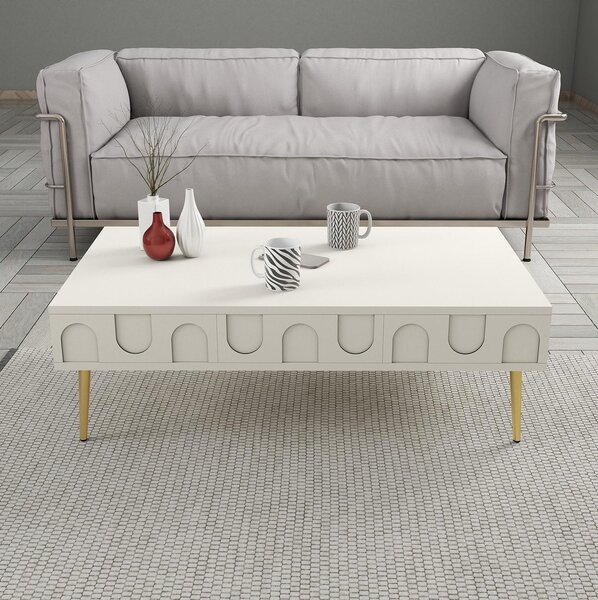 Set mobilier living Lyantela (Crem + Auriu). 1107139