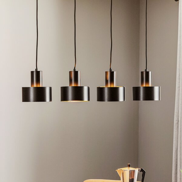 SIGMA Lampă suspendată Rif 4, liniară cu 4 becuri, negru, reglabil, Negru, Camera de zi / sufragerie, Metal, Modern