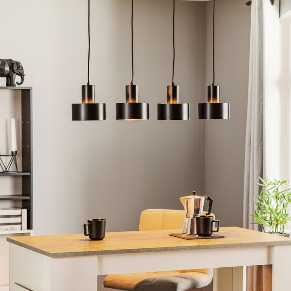 SIGMA Lampă suspendată Rif 4, liniară cu 4 becuri, negru, reglabil, Negru, Camera de zi / sufragerie, Metal, Modern