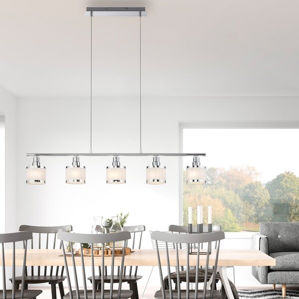 JUST LIGHT. GmbH Lampă suspendată Accor, versiune cu cinci lumini, reglabil, Metalic, Camera de zi / sufragerie, Metal