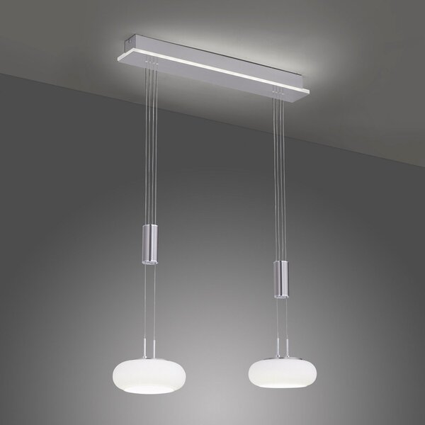 Q-Smart-Home Paul Neuhaus Q-ETIENNE lampă suspendată LED 2 bec, reglabil, Gri, Camera de zi / sufragerie, Metal, Modern