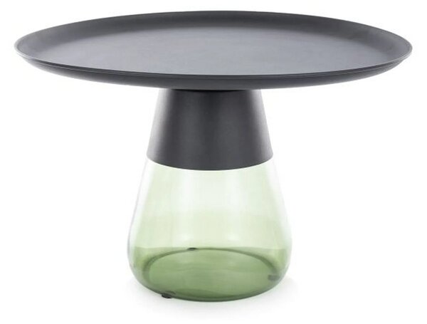 Masuta cafea TIFFANY B BLACK, verde/negru, metal/sticla, 70x43 cm