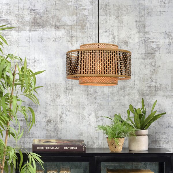 Good & Mojo GOOD MOJO Lampă suspendată din bambus Bhutan Ø 50 cm, reglabil, Lemn, Camera de zi / sufragerie, Bamboo, Design