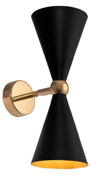 Maytoni Vesper aplică perete 2 becuri negru/auriu, reglabil, Negru, Camera de zi / sufragerie, Metal, Modern