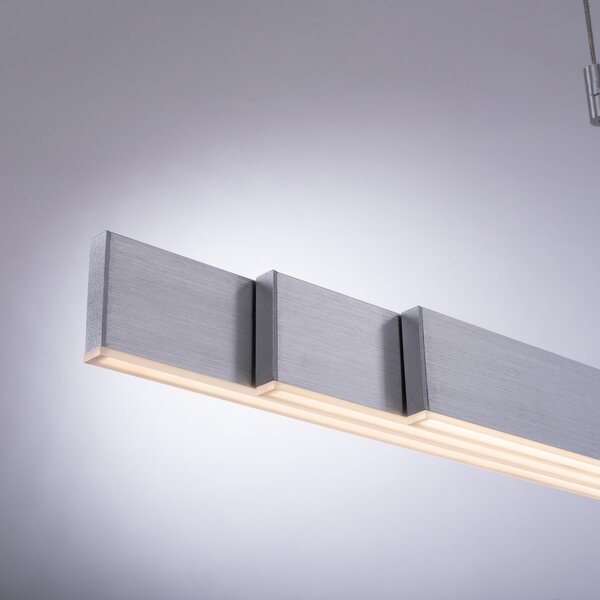 PURE Lampă suspendată LED Moto, diamant, dimabil, reglabil, Gri, Camera de zi / sufragerie, Metal, Modern