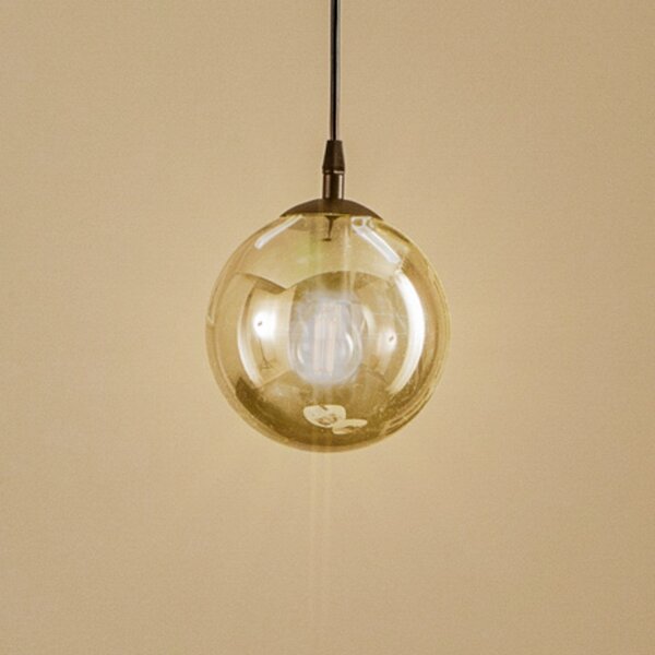 EMIBIG LIGHTING Lampă suspendată Glassy, negru, grafit, sticlă, Ø 14 cm, E14, reglabil, Negru, Camera de zi / sufragerie, Metal, Modern