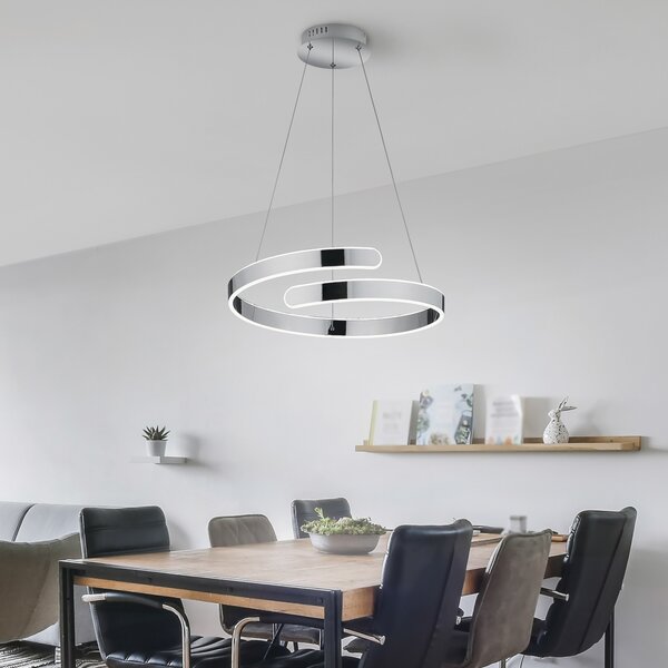 Reality Leuchten Lampă suspendată LED Parma cu switch-dimmer, crom, reglabil, Metalic, Camera de zi / sufragerie, Metal, Modern