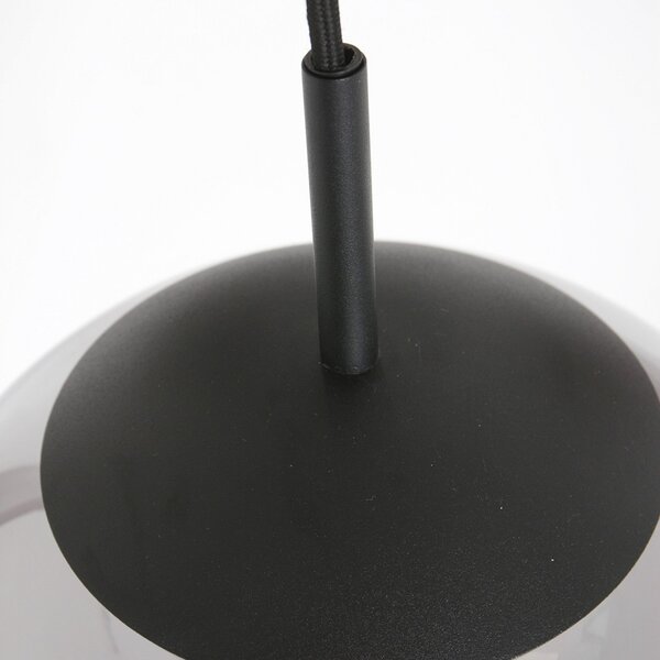 Steinhauer Lampă suspendată sticlă Bollique, negru, 3 becuri, reglabil, Negru, Camera de zi / sufragerie, Metal, Modern