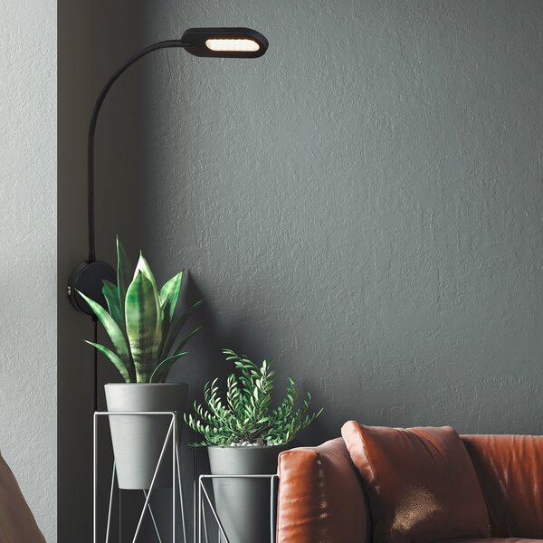 Briloner 2177015 aplică LED cu dimmer, negru, reglabil, Negru, Camera de zi / sufragerie, Metal, Lumină de lectură