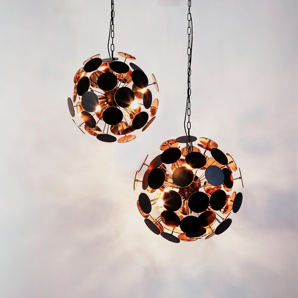 Searchlight Discus lampă suspendată, 4 becuri, reglabil, Negru, Camera de zi / sufragerie, Plastic, Modern, glob