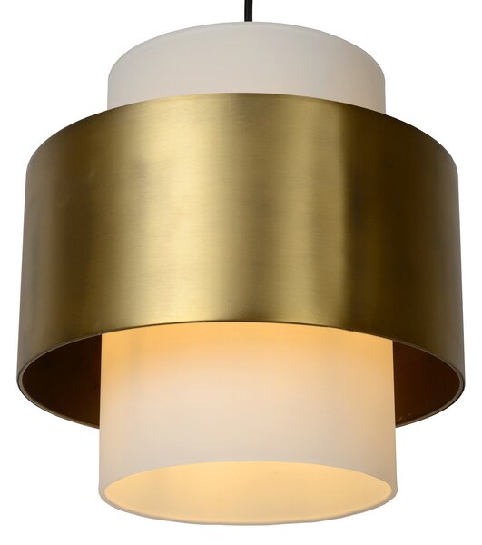 Lucide Lampă suspendată din sticlă Firmin, Ø 30 cm, reglabil, Auriu / Alamă, Camera de zi / sufragerie, Sticlă